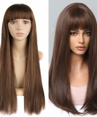 brown wig with bangs-Straight1