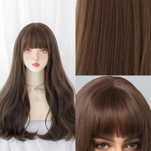 brown wig with bangs-Straight2