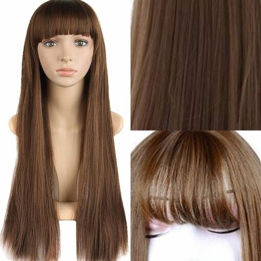 brown wig with bangs-Straight3