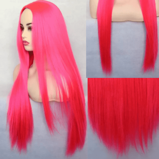 cheap pink wig straight long3