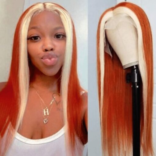 ginger wig with blonde highlights-long straight 1