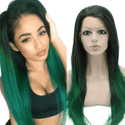 green ombre wig-straight long(1)