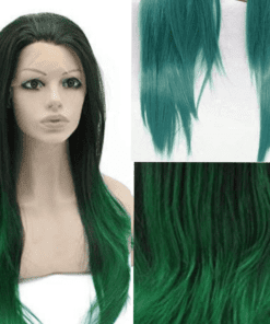 green ombre wig straight long2