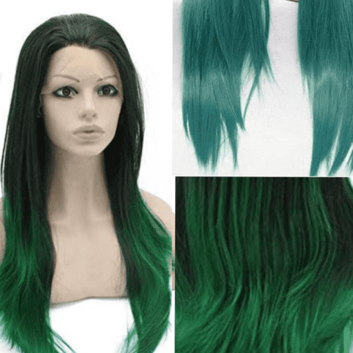 green ombre wig-straight long(2)