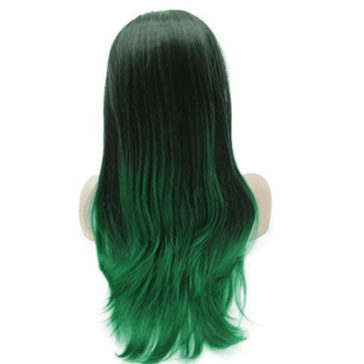 green ombre wig straight long4