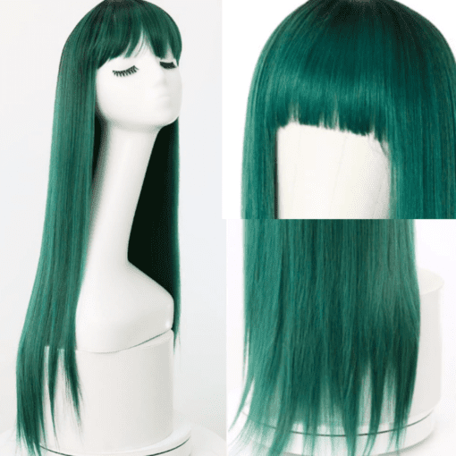 green wig with bang-straight long(3)