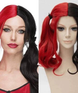 harley quinn wig red and black-long straight 1