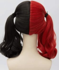 harley quinn wig red and black long straight 2