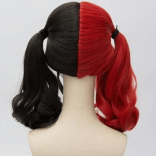 harley quinn wig red and black-long straight 2