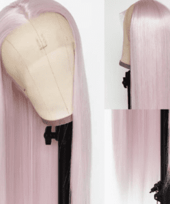 light pink lace front wig straight long2