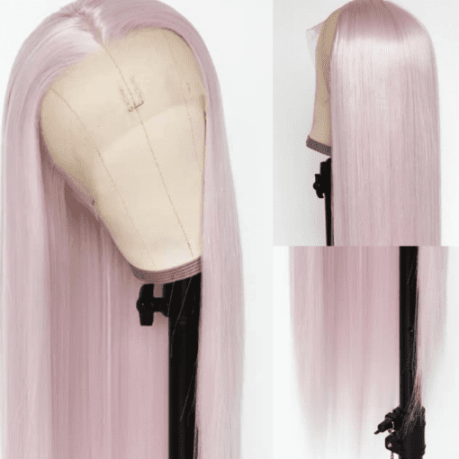 light pink lace front wig-straight long(2)