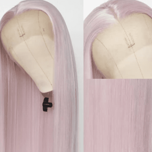 light pink lace front wig-straight long(3)