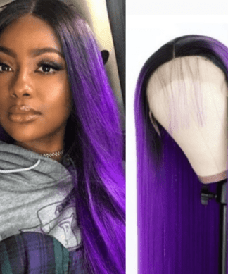 ombre purple lace front wig-straight long(1)