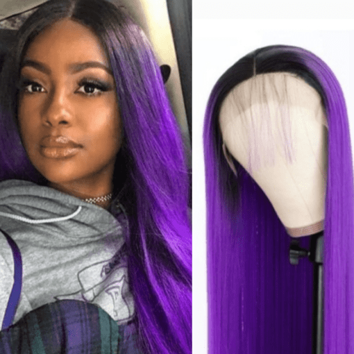 ombre purple lace front wig-straight long(1)