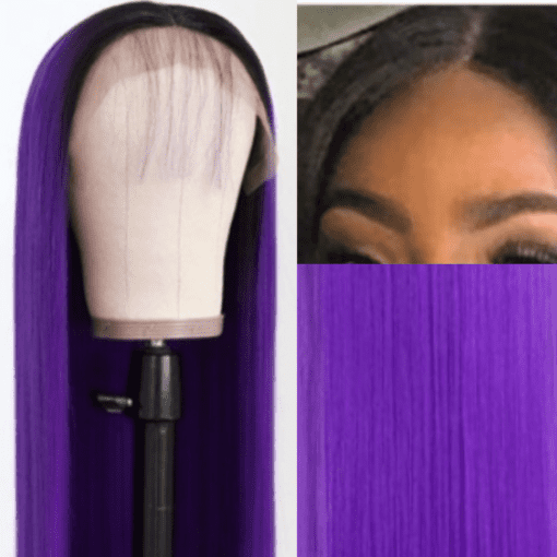 ombre purple lace front wig straight long2