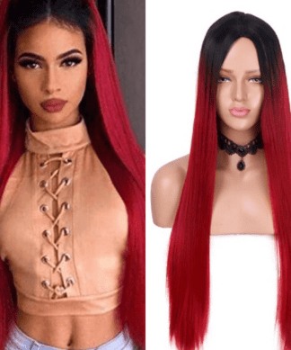 ombre red wigs-straight long(1)