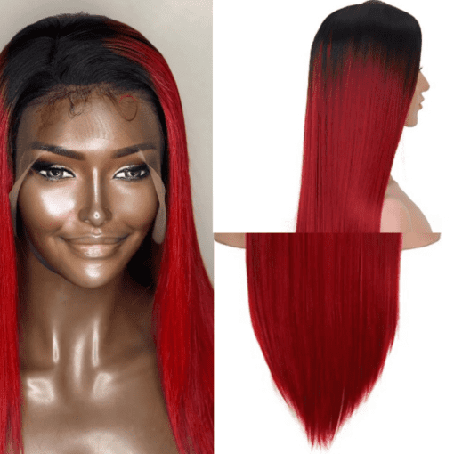 ombre red wigs straight long3