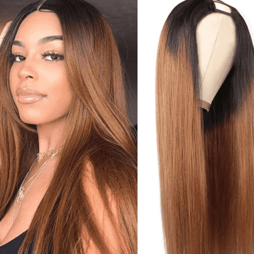 ombre u part wig-straight long(1)