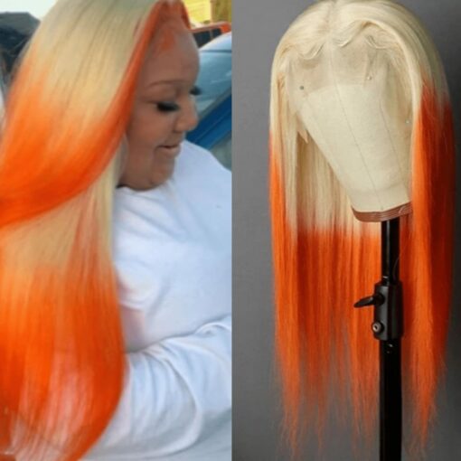 orange and blonde wig-long straight 1