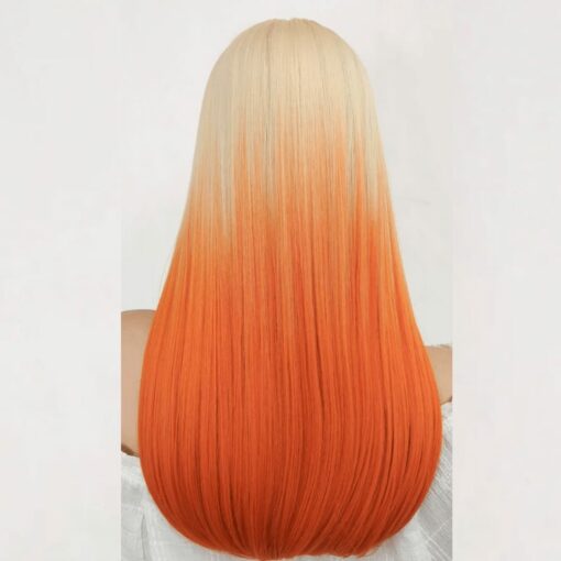 orange and blonde wig-long straight 2