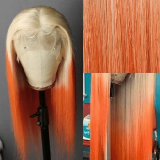 orange and blonde wig-long straight 3