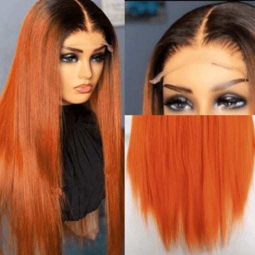 orange ombre wig﻿ straight long(2)
