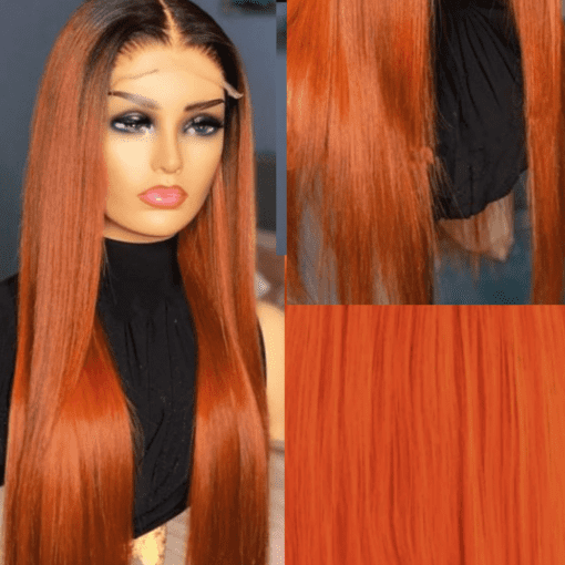orange ombre wig﻿ straight long(3)