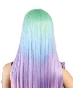 pastel rainbow lace front wig straight long4