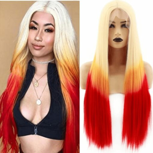 red and blonde wig-long straight 1