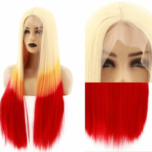 red and blonde wig-long straight 4