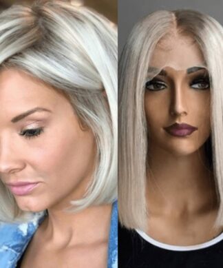 short bob icy blonde hair wig1