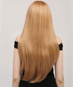strawberry blonde wig with bangs long straight 2