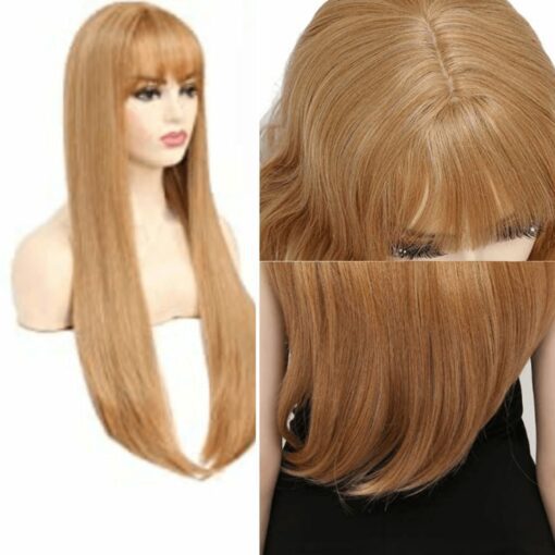 strawberry blonde wig with bangs-long straight 4
