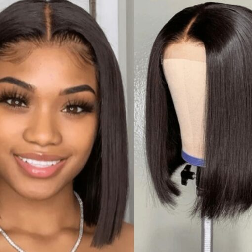 textured Blunt Bob-Wig-Black Straight1