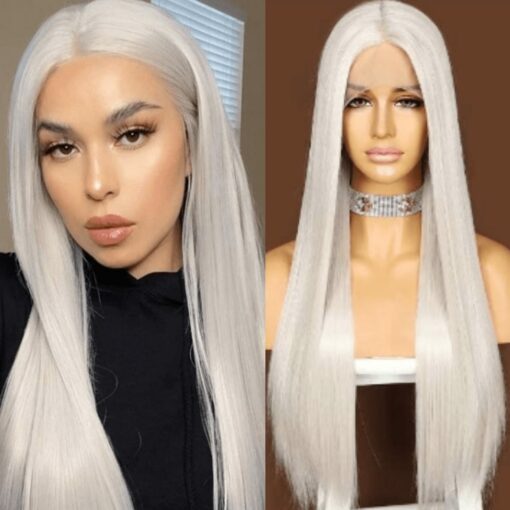 white blonde wig long straight 1