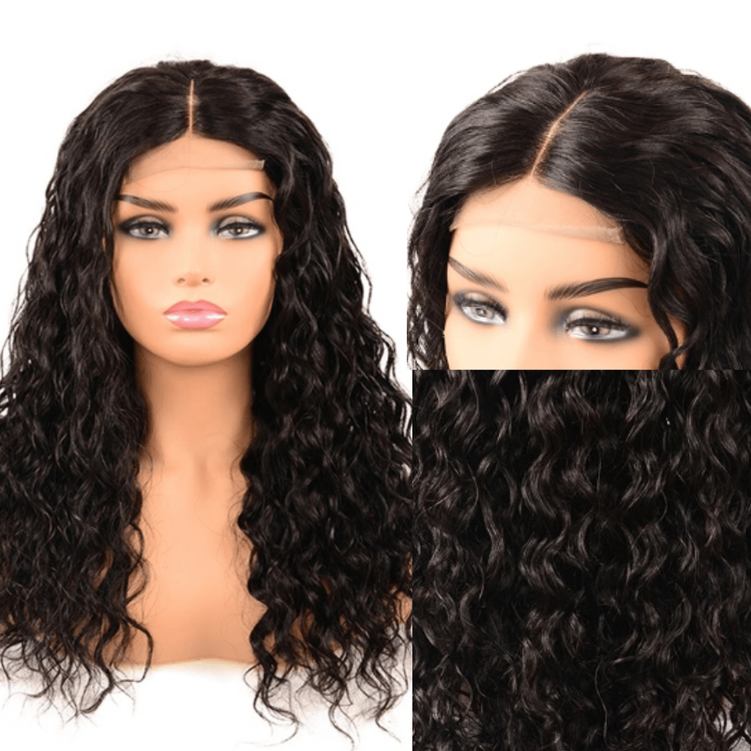 16 inch water wave wig-curly medium black(2)