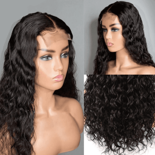 16 inch water wave wig-curly medium black(3)