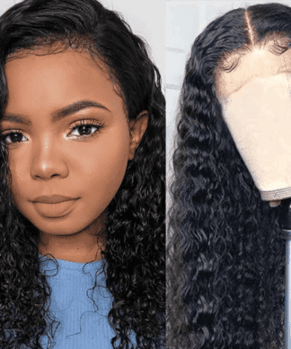 18 inch water wave wig-curly medium black(1)