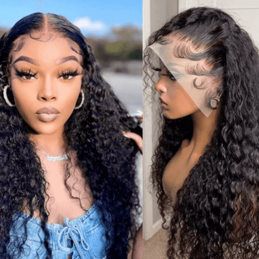 20 inch water wave wig-curly long black(1)