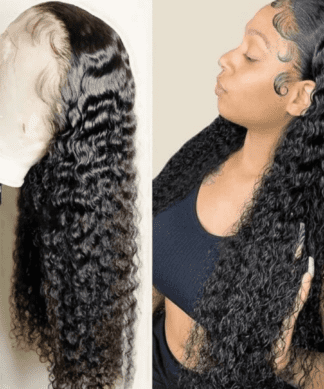 24 inch water wave wig-curly long black(1)