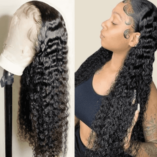 24 inch water wave wig-curly long black(1)