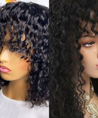 2b curly hair wig-short black1