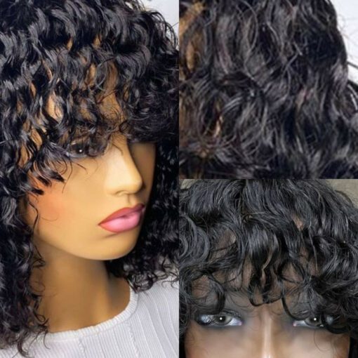 2b curly hair wig-short black3