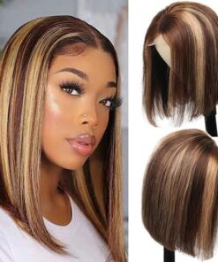 4 27 lace front wigs brown short3