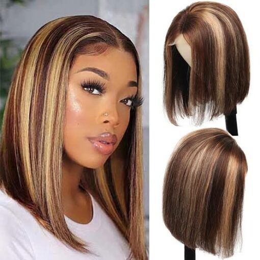 4 27 lace front wigs brown short3