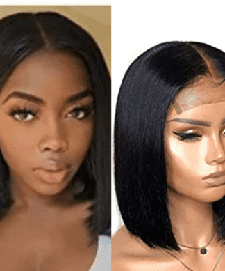 4x4 lace wig-short black straight(1)