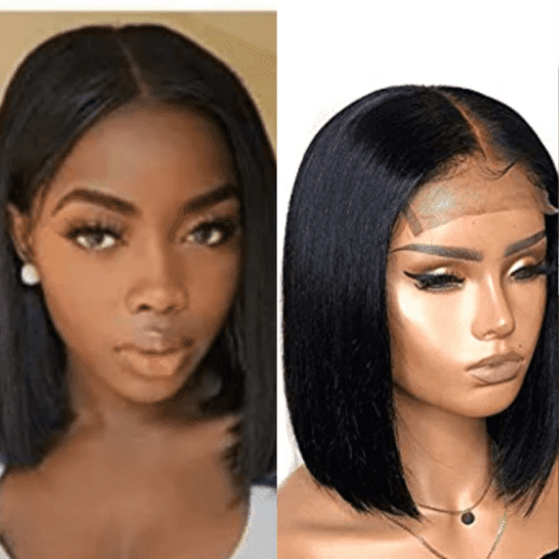 4x4 lace wig short black straight1