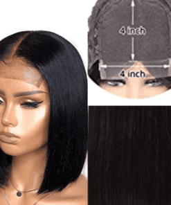 4x4 lace wig short black straight3