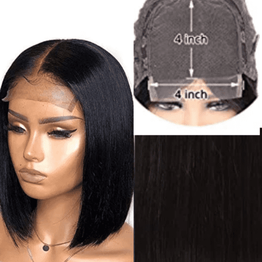 4x4 lace wig-short black straight(3)