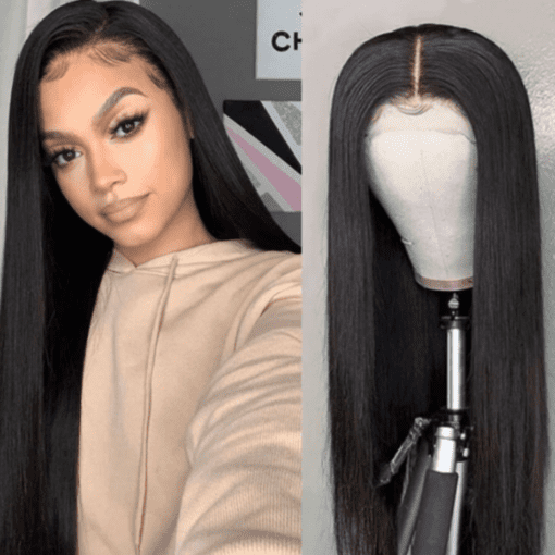 5x5 closure wig-long straight black(1)